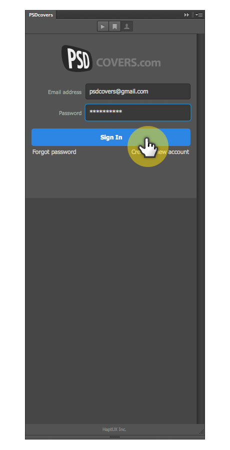 psdcovers photoshop panel click sign in