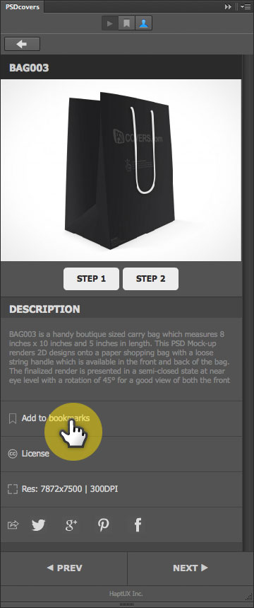 PSDCovers Details page Bookmark feature