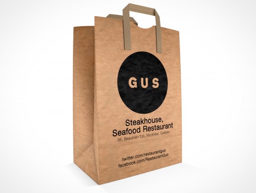 PSD Mockup GUS Steakhouse Restaurant Paper Bag
