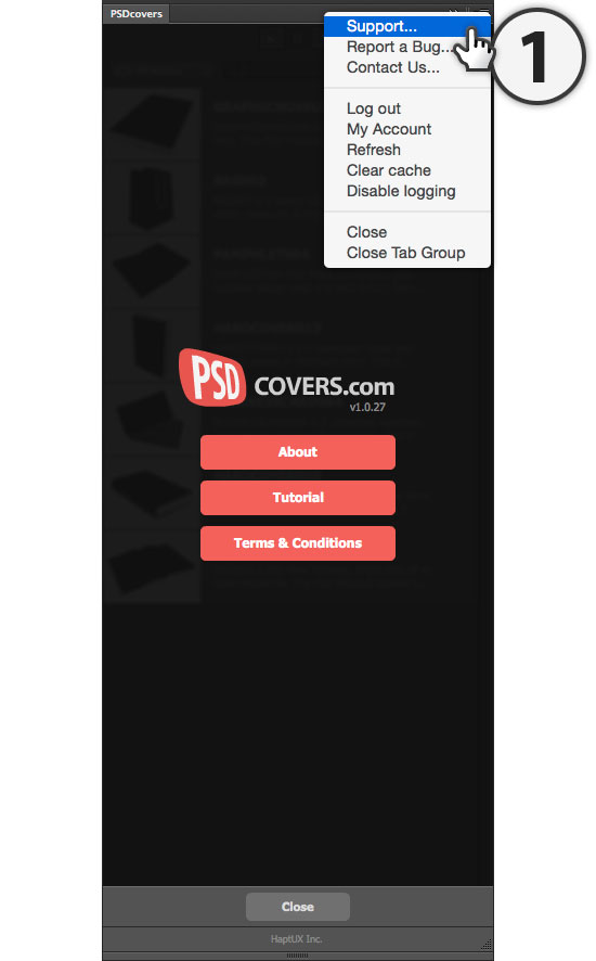 psdcovers panel support flyout menu