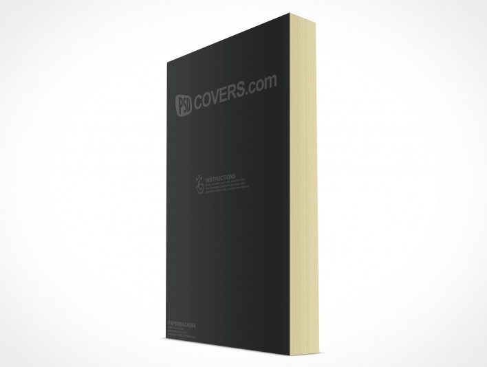 Paperback Book Mockup | High angle 45° front view of book laying on back