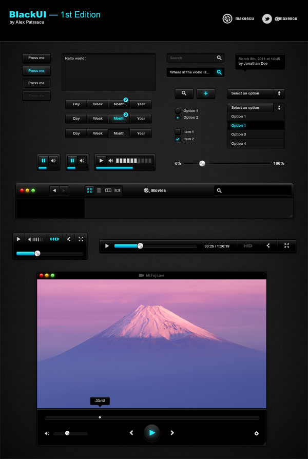 Dark GUI Mockup Interface UI (PSD)