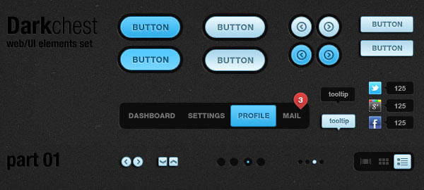 Dark UI GUI PSD Interface Kit (PSD)