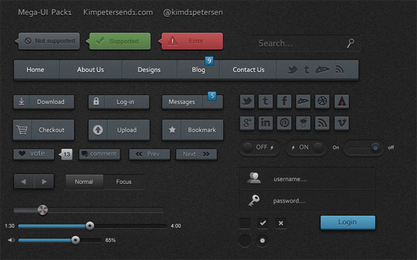 PSD Mockup Interface GUI Dark UI