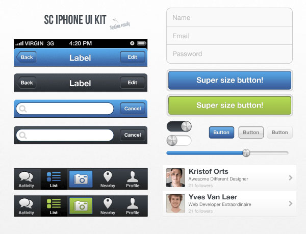 GUI iPhone Interface Kit UI (PSD)