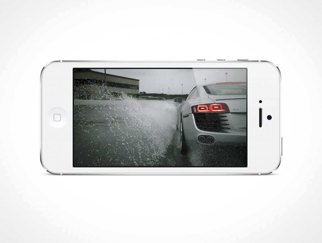 White iPhone5 Landscape PSD Mockup Cover Action