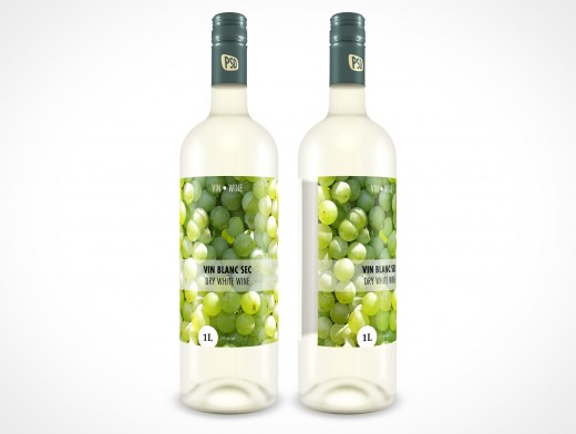 PSD Mockup Glass White Wine Bottle