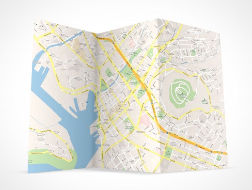 PSD Mockup 3 Panel Tri Fold Brochure map