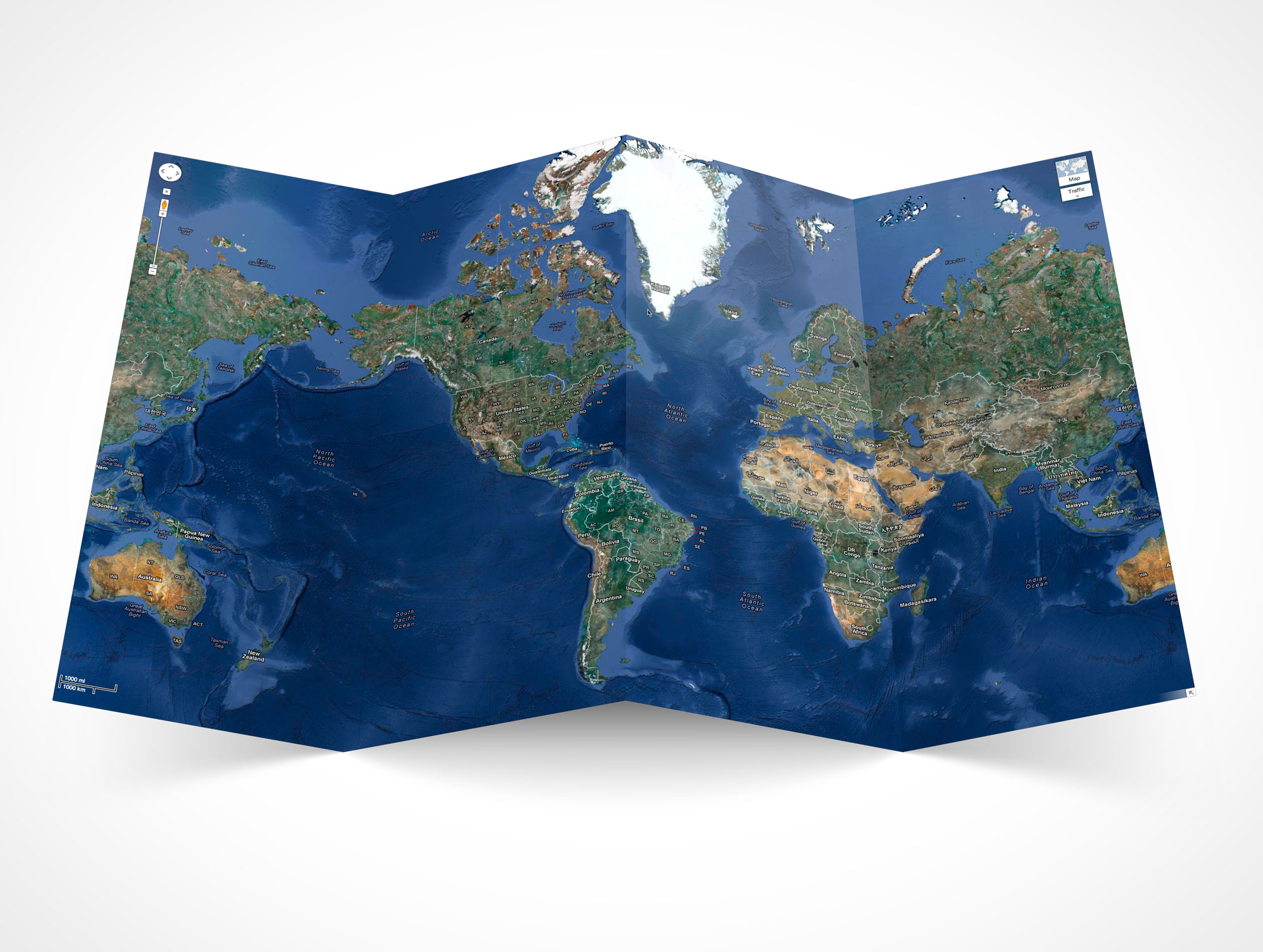 Four Fold Flyer Mockup 3r4