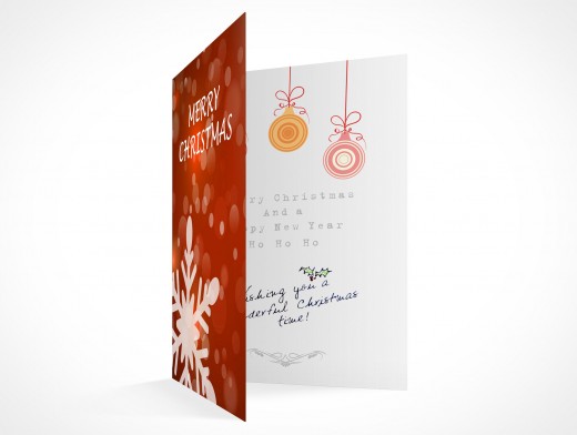 PSD Mockup seasons greeting holiday christmas snowflake card