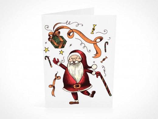PSD Mockup seasons greeting holiday santa claus card