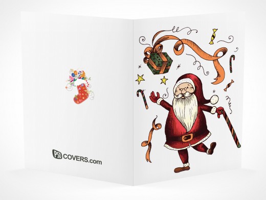 PSD Mockup seasons greeting holiday santa claus card
