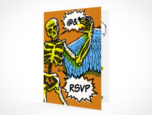 PSD Mockup RSVP halloween party invitation card