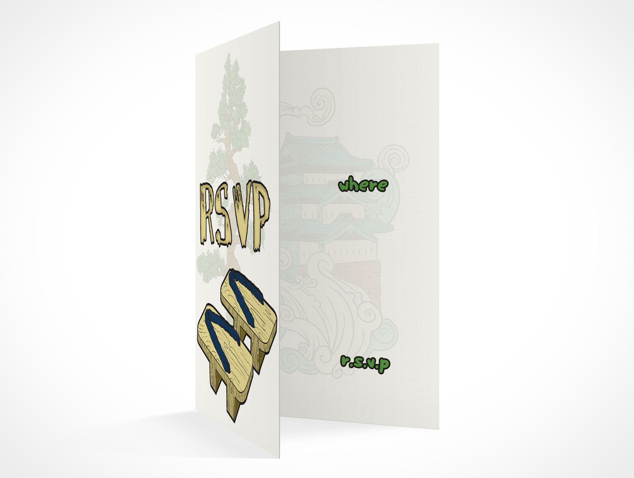 Bi-Fold RSVP Card Mockup 3r5