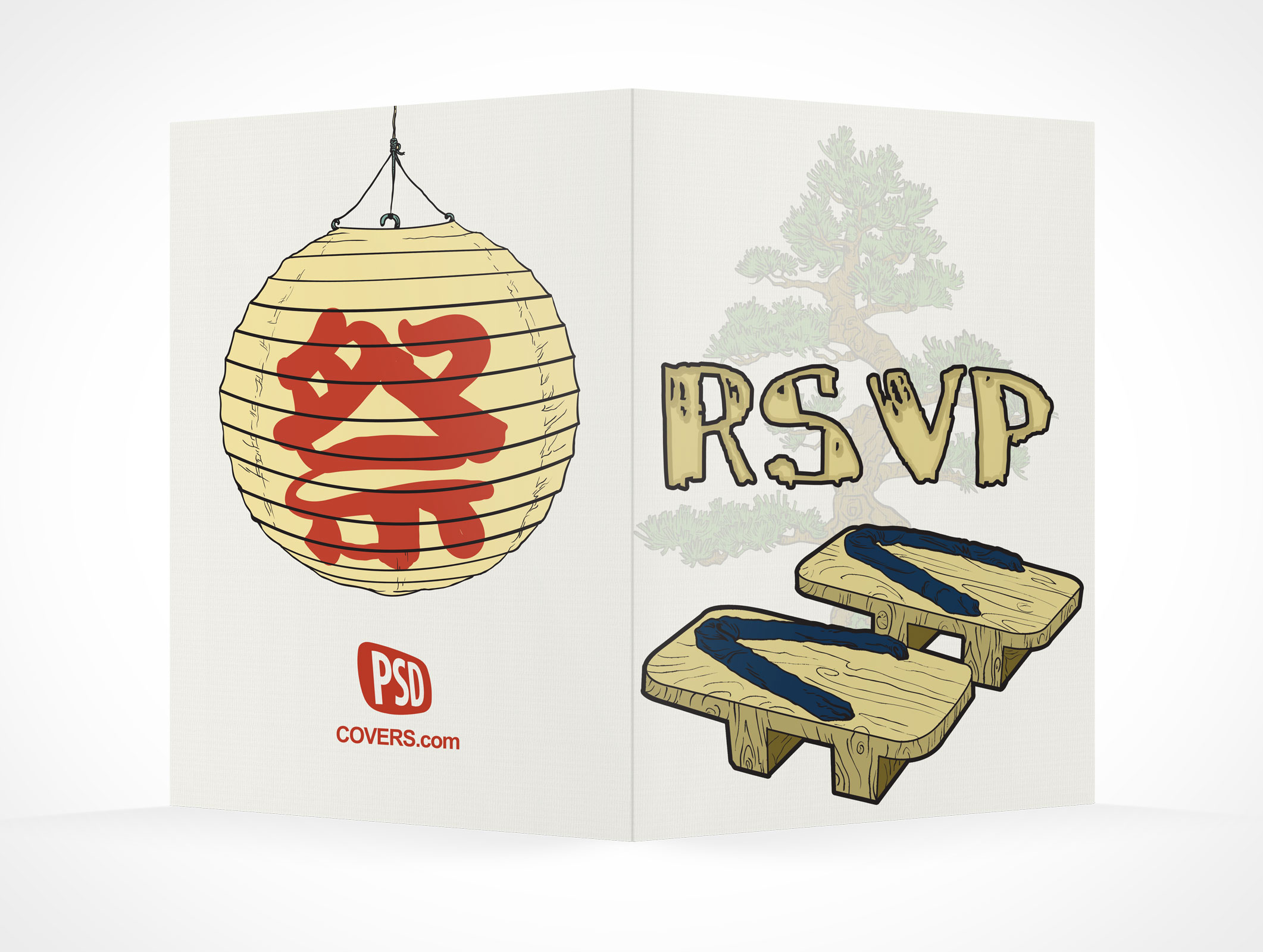 PSD Mockup RSVP banzai party invitation card