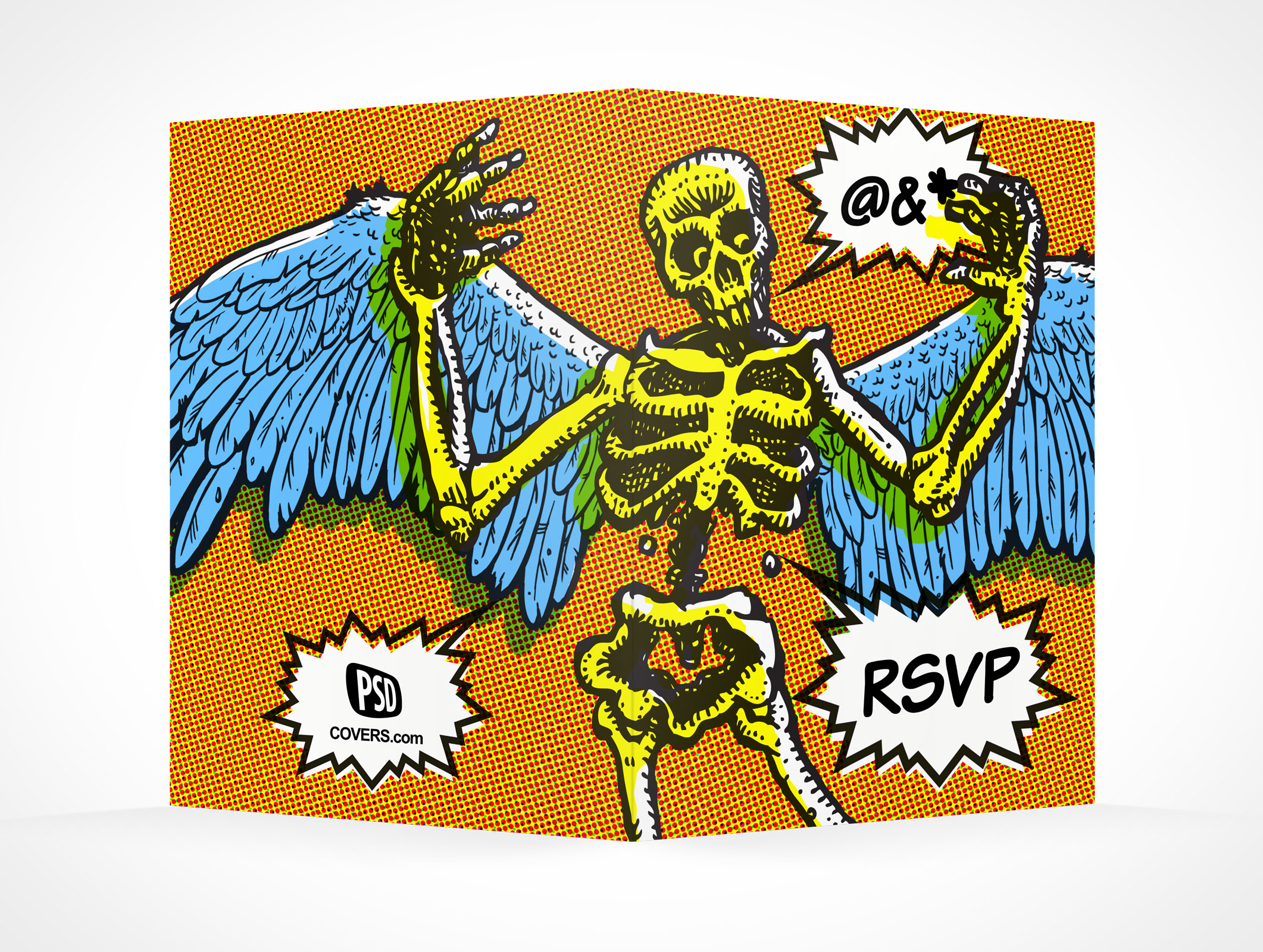 PSD Mockup RSVP halloween party invitation card