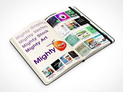 PSD Mockup 45 degrees view moleskine mighty deals