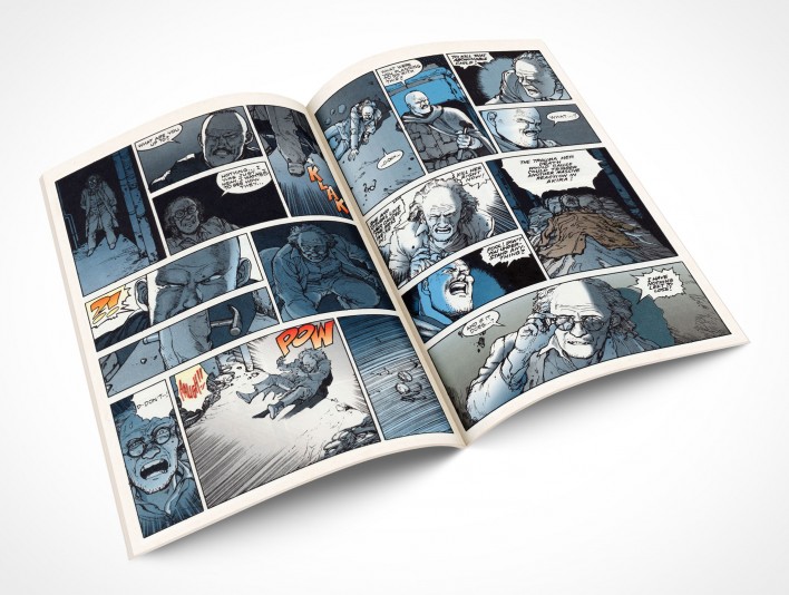 Render this Spread Comic Book Mockup 11 with PSDCovers