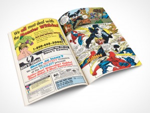 Render this Spread Comic Book Mockup 11 with PSDCovers