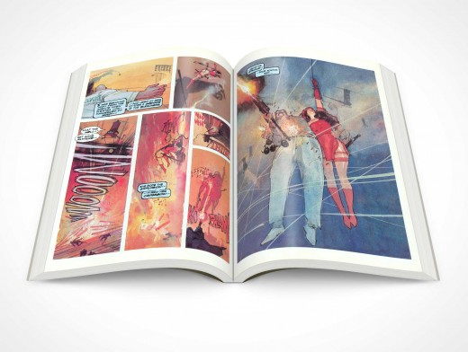PSD Mockup Graphic Novel Glossy Print Centerfold Topview