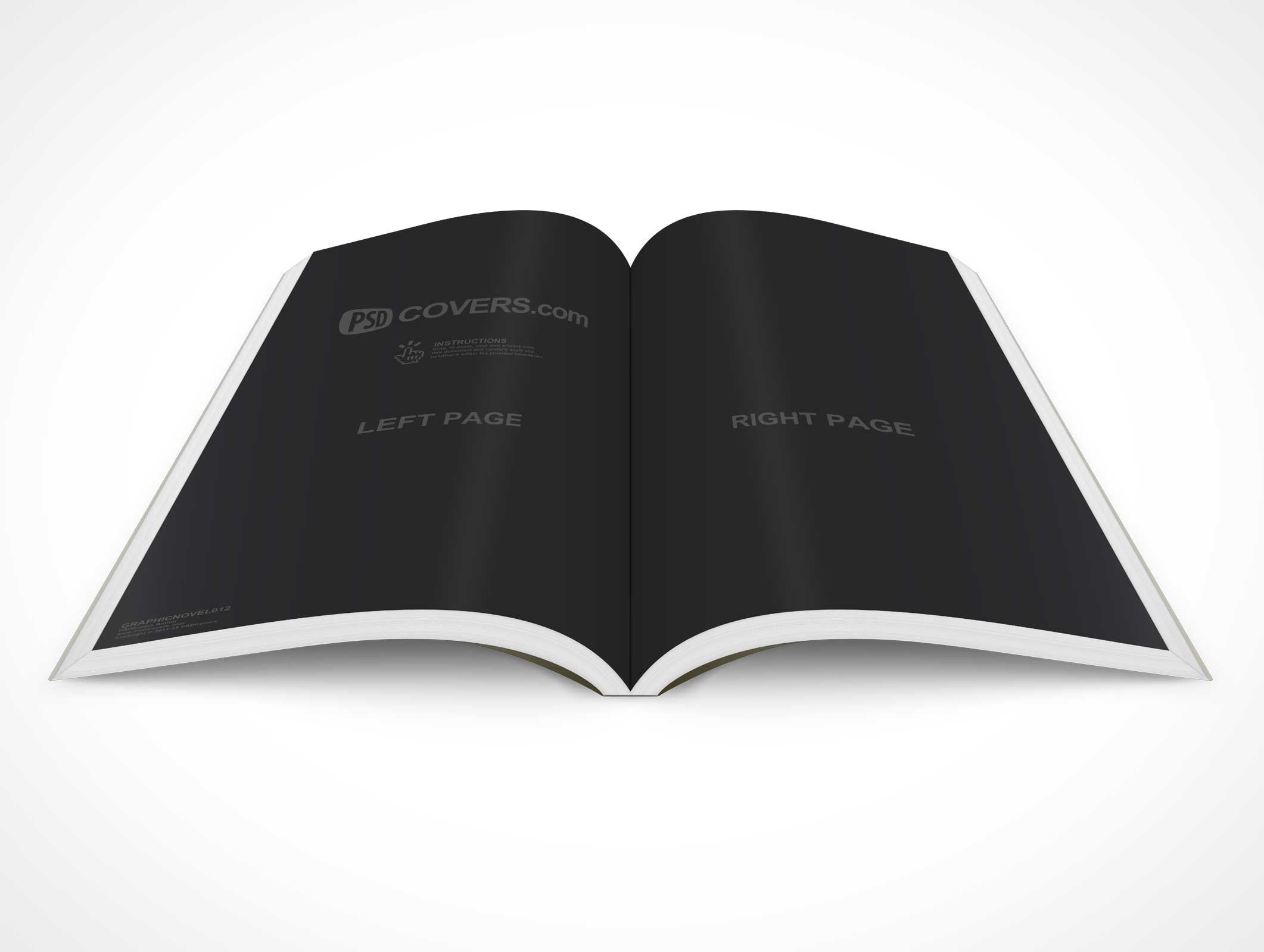 PSD Mockup Graphic Novel 30 Degree Topview Centerfold