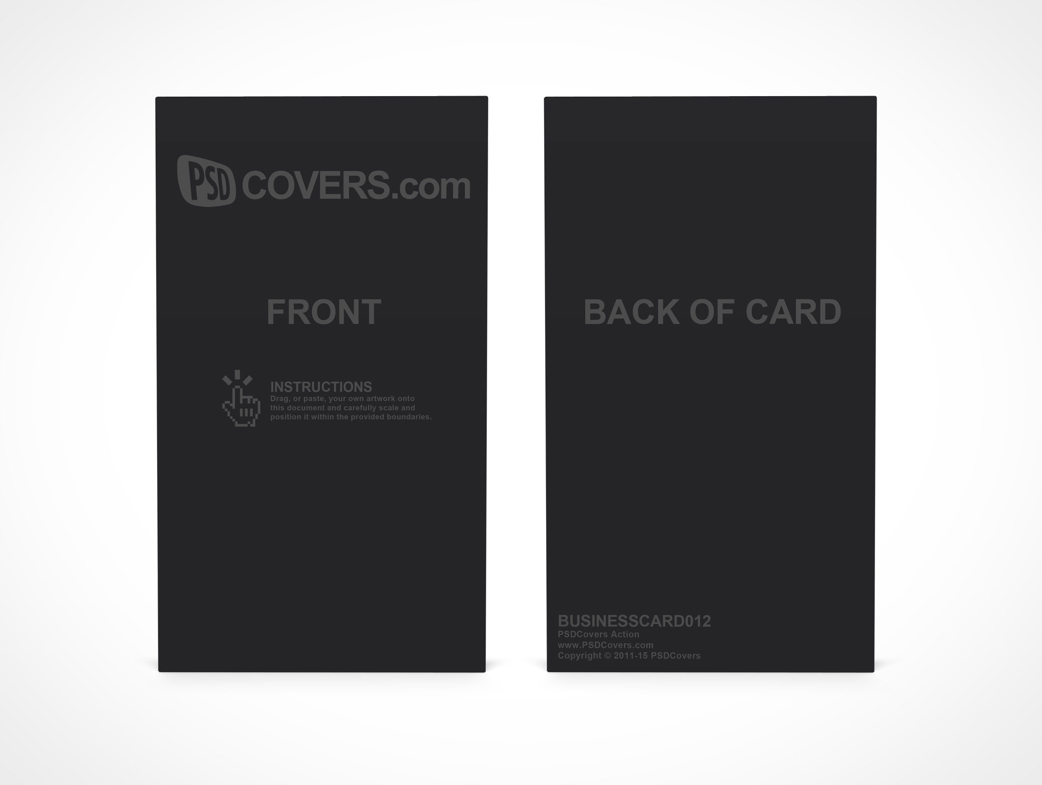 PSD Covers business card mockup portrait front view