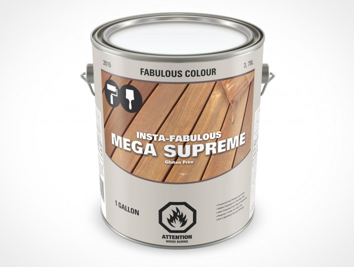 Render your branding onto this 1 Gallon Paint Can Mockup 23