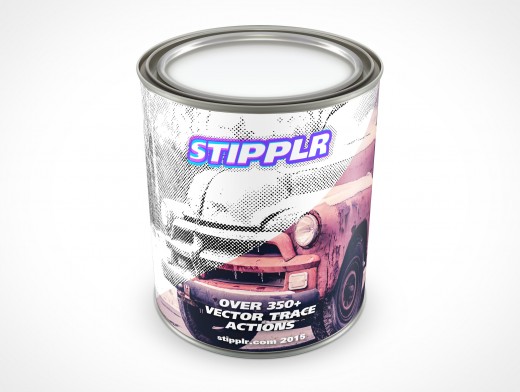 PSD Mockup 32oz Paint Can Steel Lid Top View