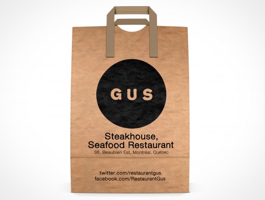 PSD Mockup GUS Steakhouse Restaurant forward facing Paper Bag