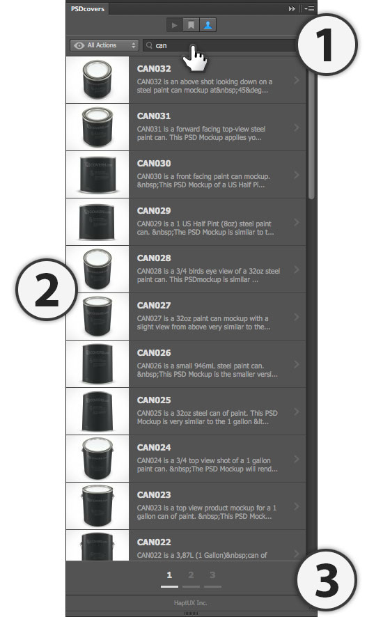 psdcovers panel search product by name