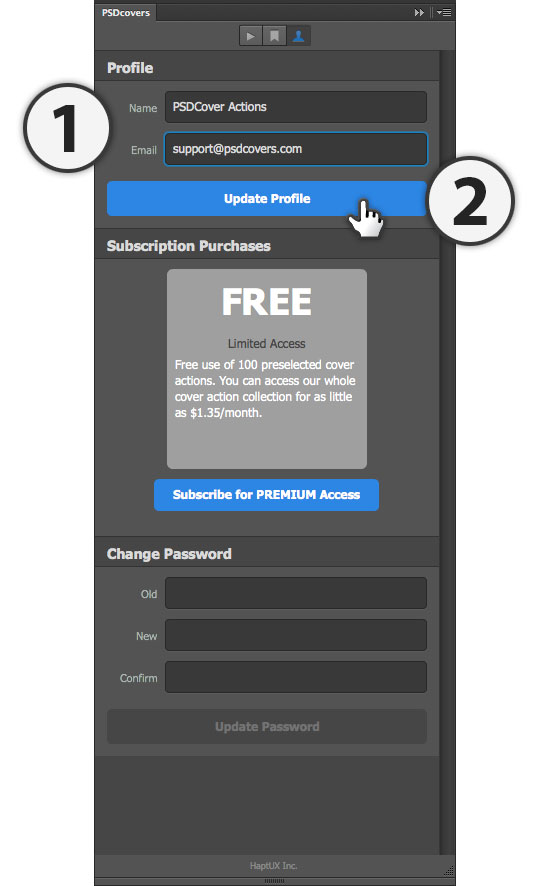 psdcovers panel updating your email address