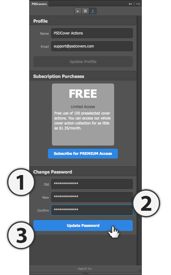 psdcovers panel updating your password