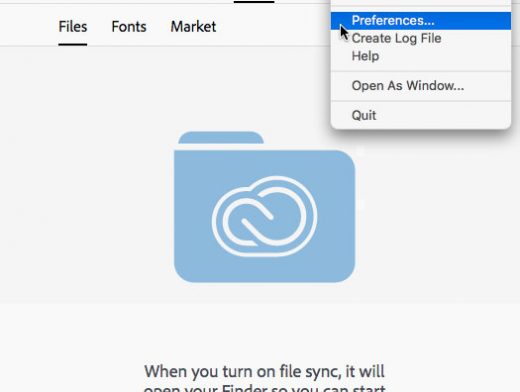 creative cloud preferences menu
