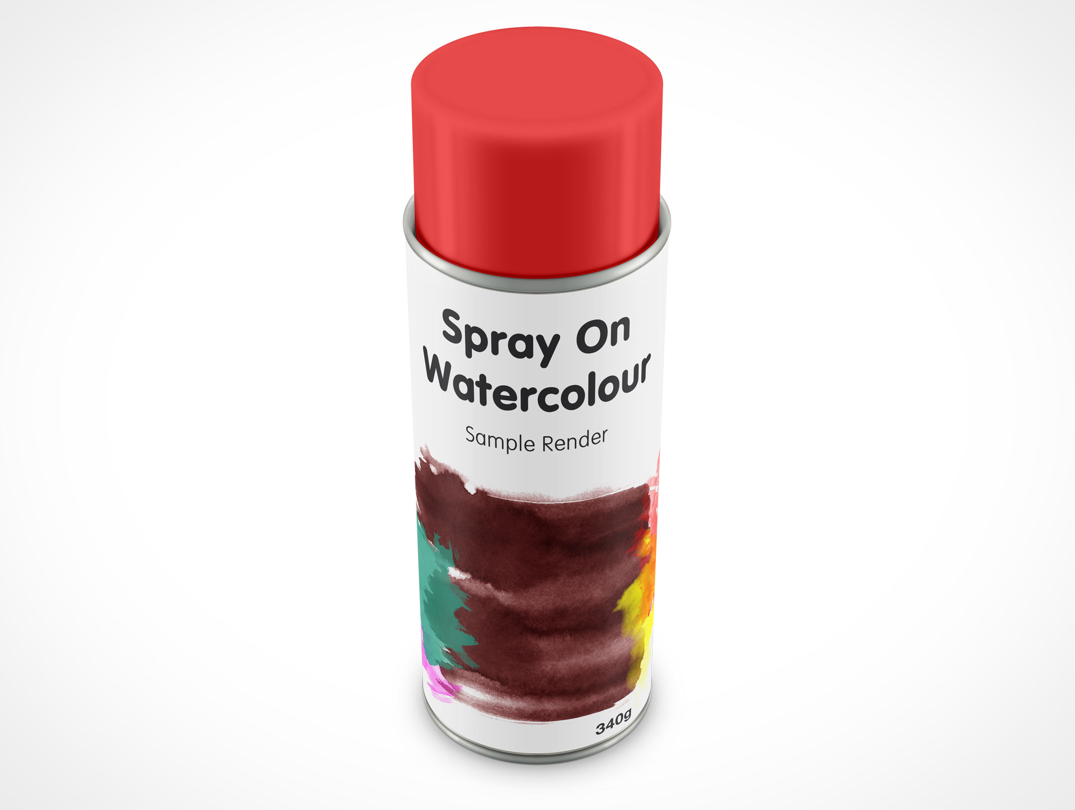 PSD Mockup Spray Can 12ounce with cap Downward view
