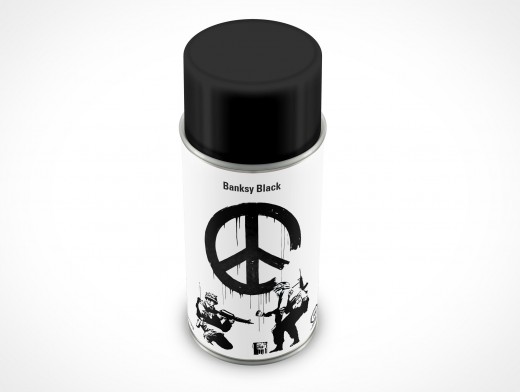 PSD Mockup Spray Can top 8oz Banksy Black