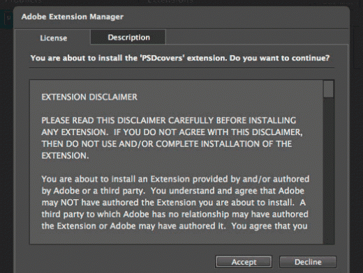 adobe extensions manager license agreement
