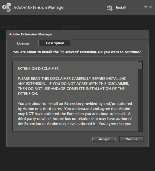 adobe extensions manager license agreement