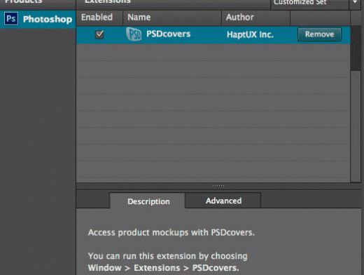 PSDCovers panel successfully installed
