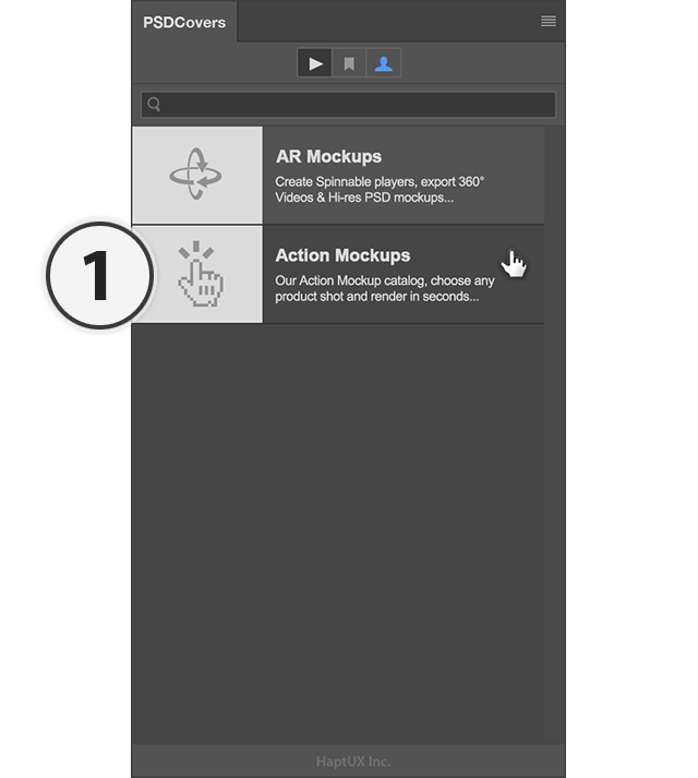 Mouse Hovers Over PSDCovers Action Mockups Catalogue