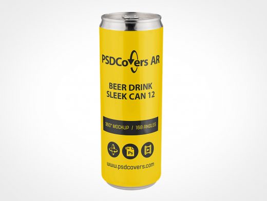 Sleek Beer Can Mockup 12r
