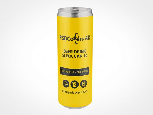 Sleek Beer Can Mockup 16r
