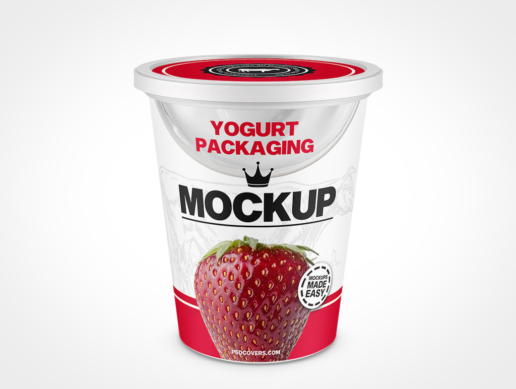 Four Plastic Containers for Yogurt Mockup