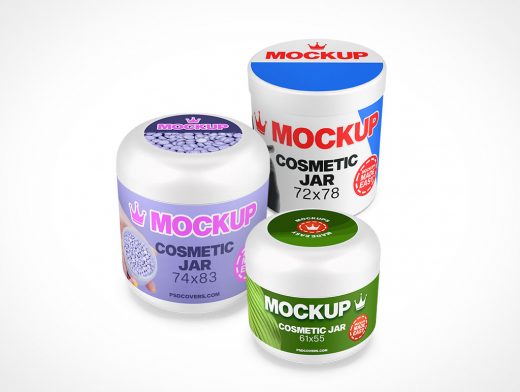 Three Metallic Protein Jars Mockup Packaging