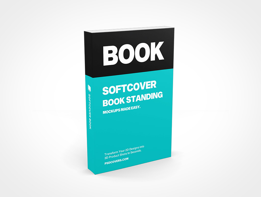 SOFTCOVER BOOK 5 25X8X1 STANDING MOCKUP