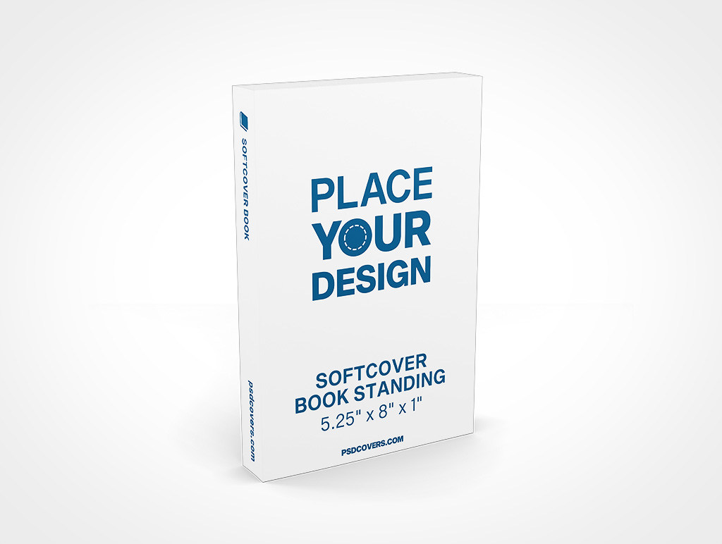 SOFTCOVER BOOK 5 25X8X1 STANDING MOCKUP