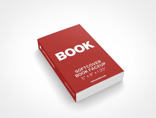 Promote cover layout on this blank 5x8 Softcover Book Mockup 1