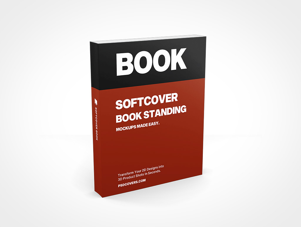 SOFTCOVER BOOK 8X10X1 25 STANDING MOCKUP