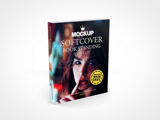 SOFTCOVER BOOK 8X10X1 25 STANDING MOCKUP
