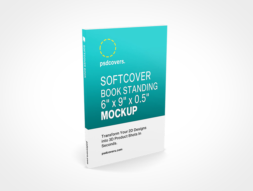 SOFTCOVER BOOK 6X9X0 5 STANDING MOCKUP