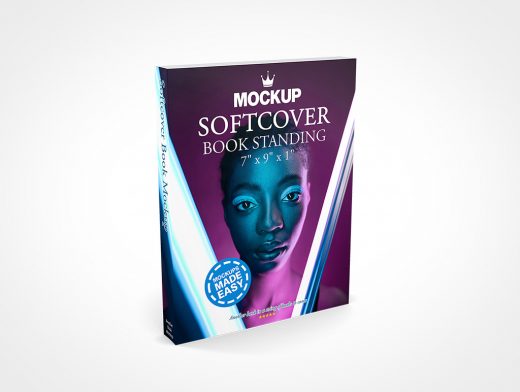 SOFTCOVER BOOK 7X9X1 STANDING MOCKUP